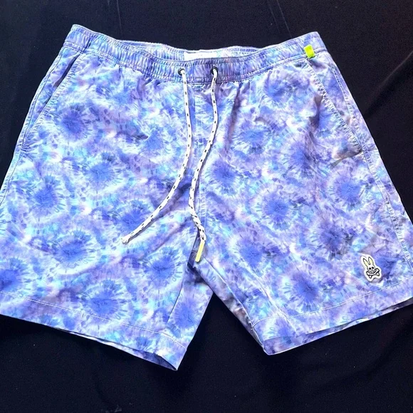 Psycho Bunny Men's Tie Dye Pattern Swim Trunks